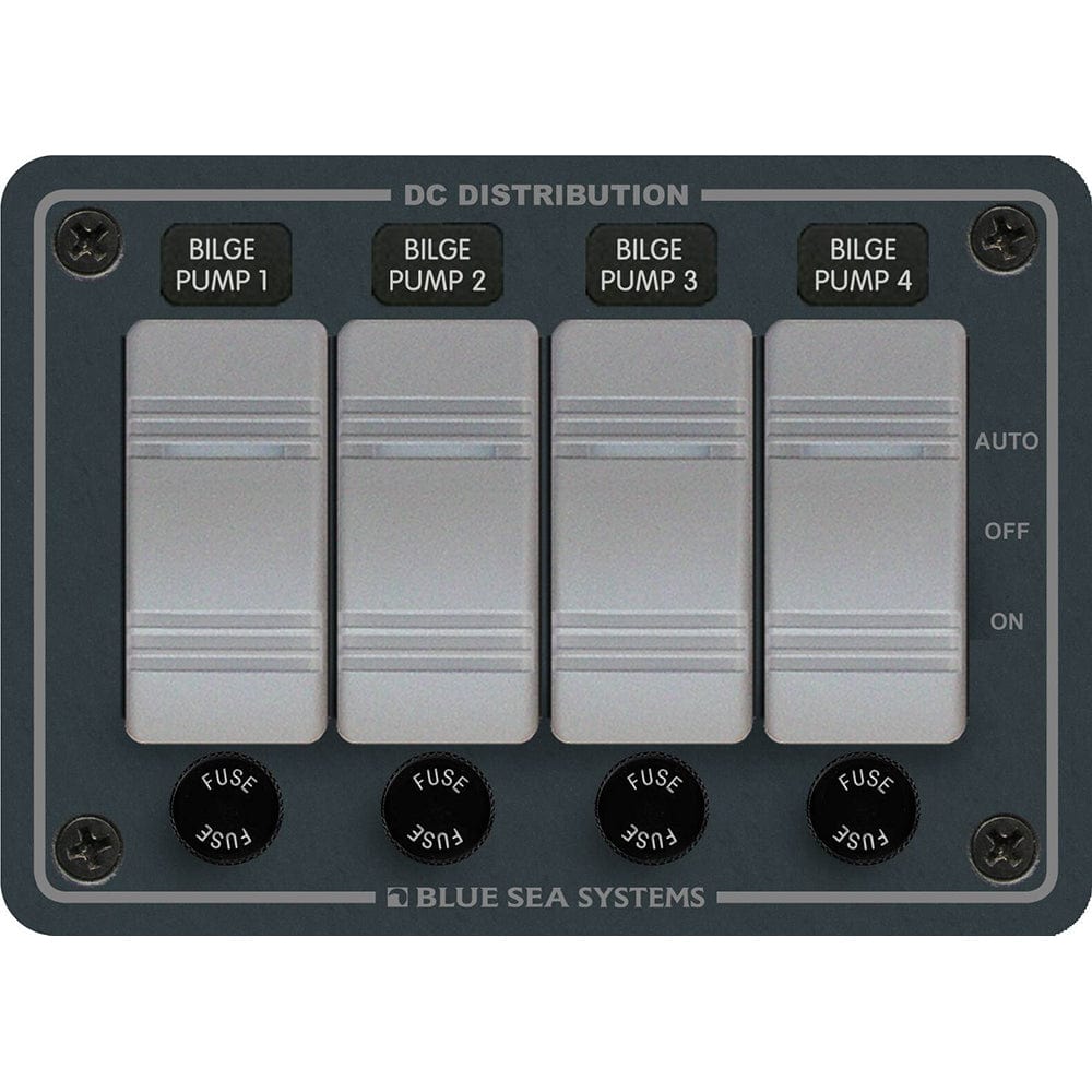 Blue Sea System Qualifies for Free Shipping Blue Sea Water-Resistant Bilge Panel 4 Contura Switches #8666