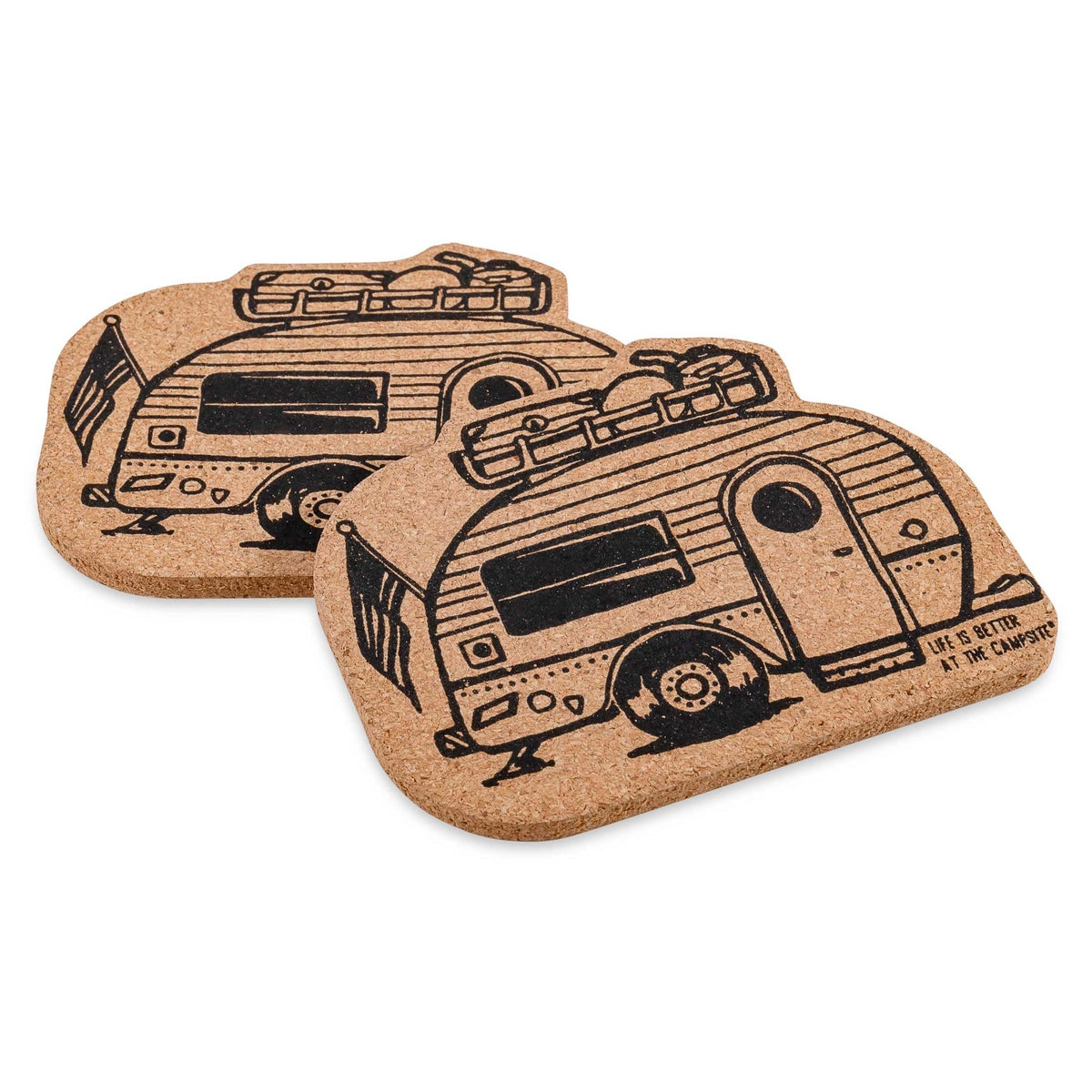 Camco Qualifies for Free Shipping Camco Coasters Cork Camper/Luggage 2-pk #53384