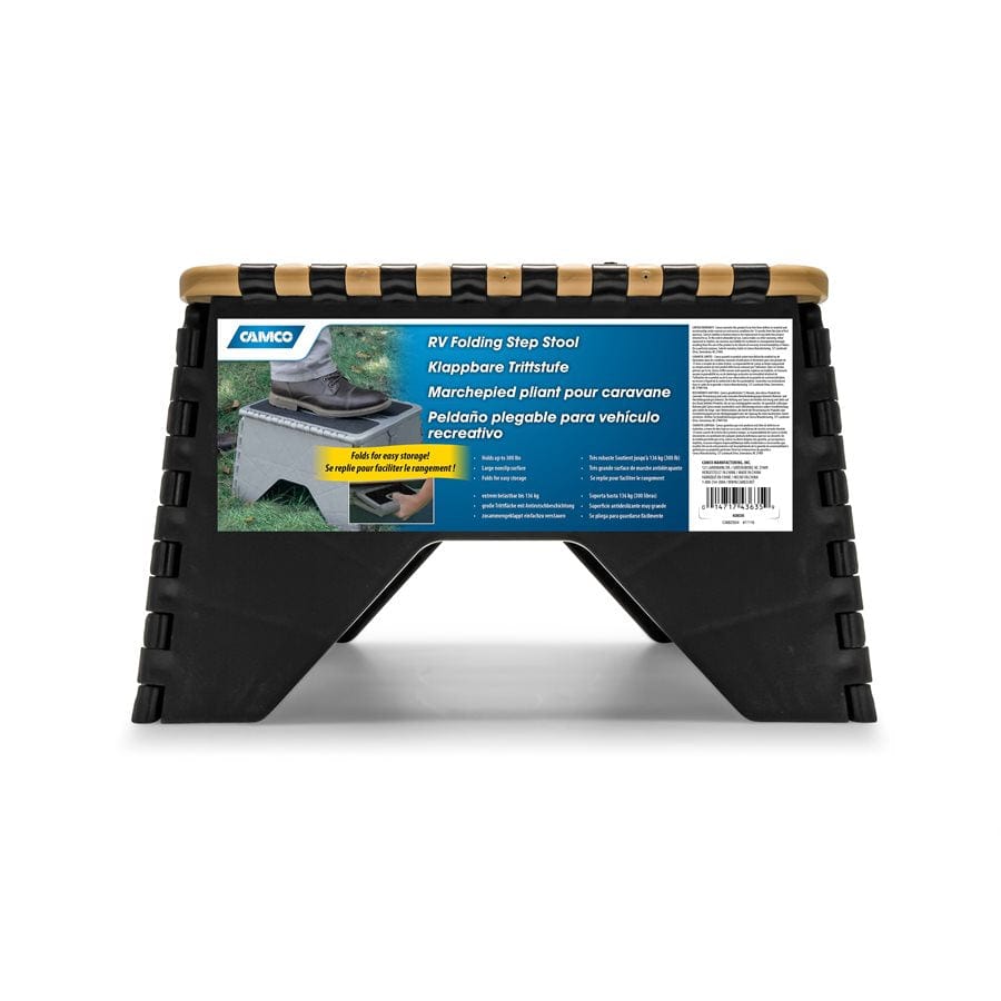 Camco Qualifies for Free Shipping Camco Plastic Folding Step Stool with Non-Skid Black/Khaki #43638