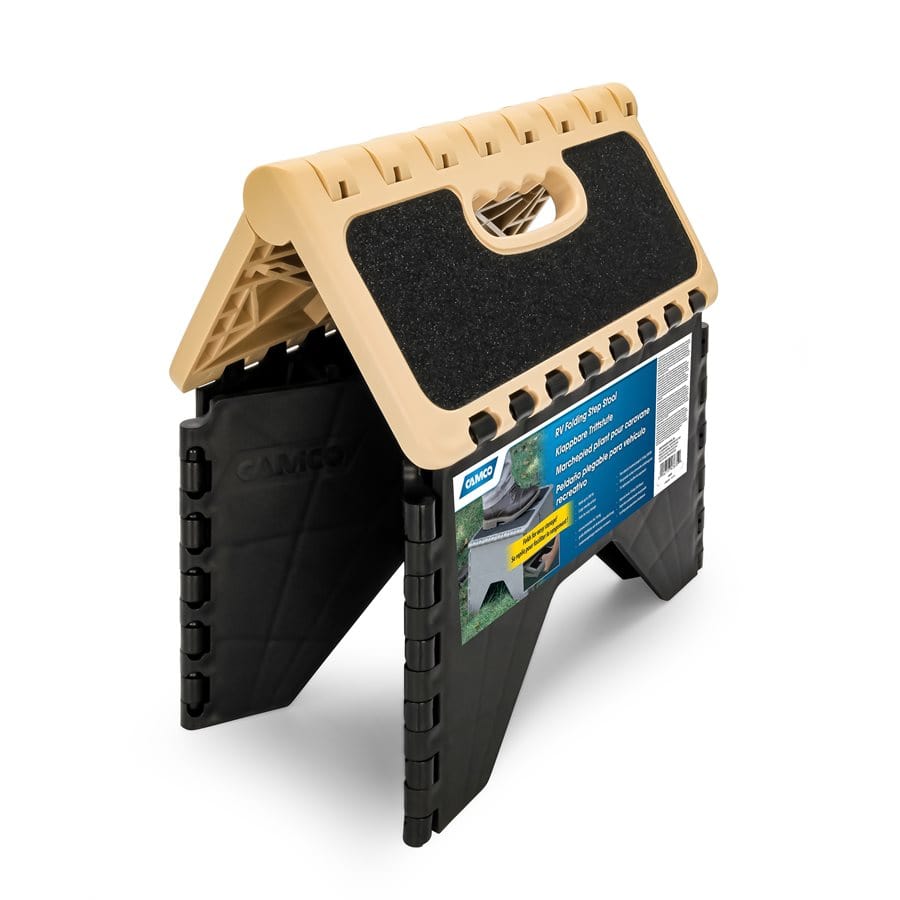 Camco Qualifies for Free Shipping Camco Plastic Folding Step Stool with Non-Skid Black/Khaki #43638