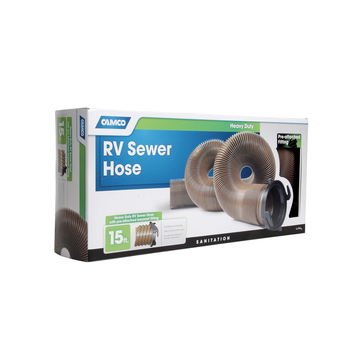 Camco Qualifies for Free Shipping Camco Sewer Hose 15' Hose with Attached Fitting #39691