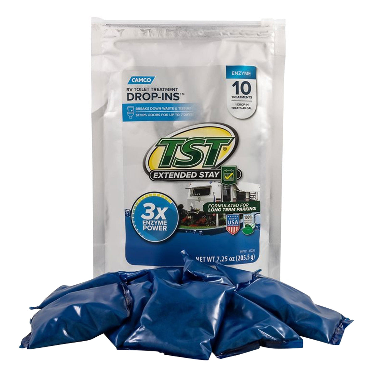 Camco Qualifies for Free Shipping Camco TST Extended Stay RV Toilet Treatment Enzyme Drop-Ins 10-pk #41640