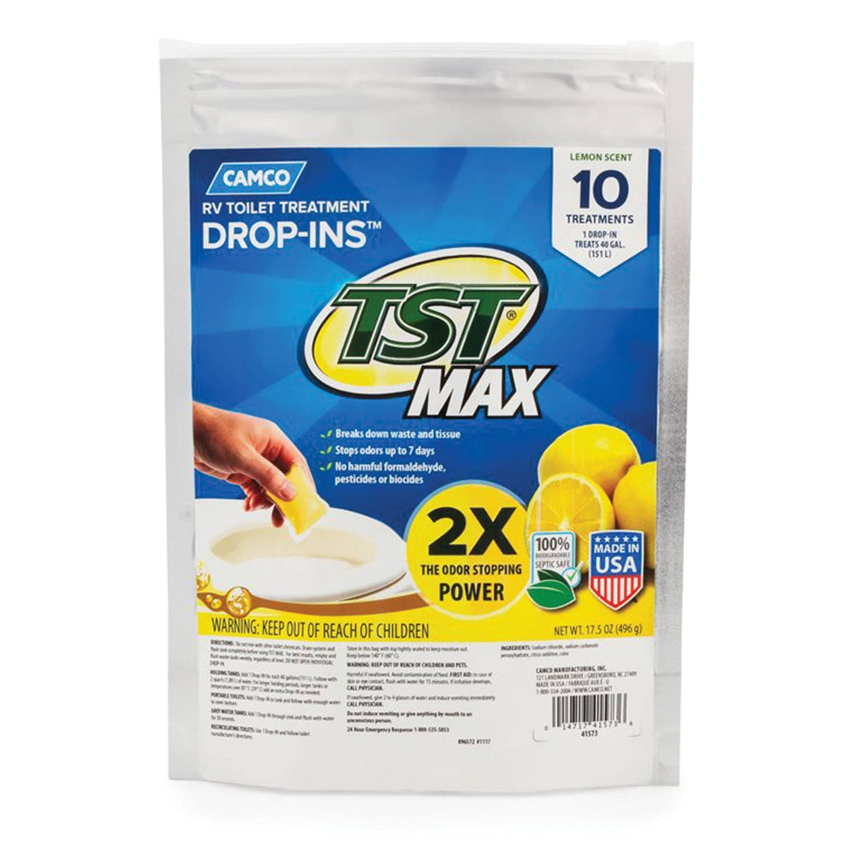 Camco Qualifies for Free Shipping Camco TST Max Drop-Ins Lemon Scent 10-pk #41573