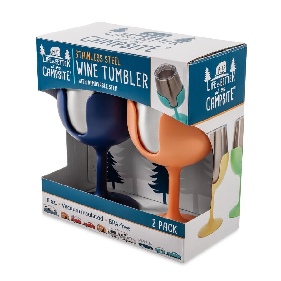 Camco Qualifies for Free Shipping Camco Wine Tumbler Set Navy/Peach Pair #51917