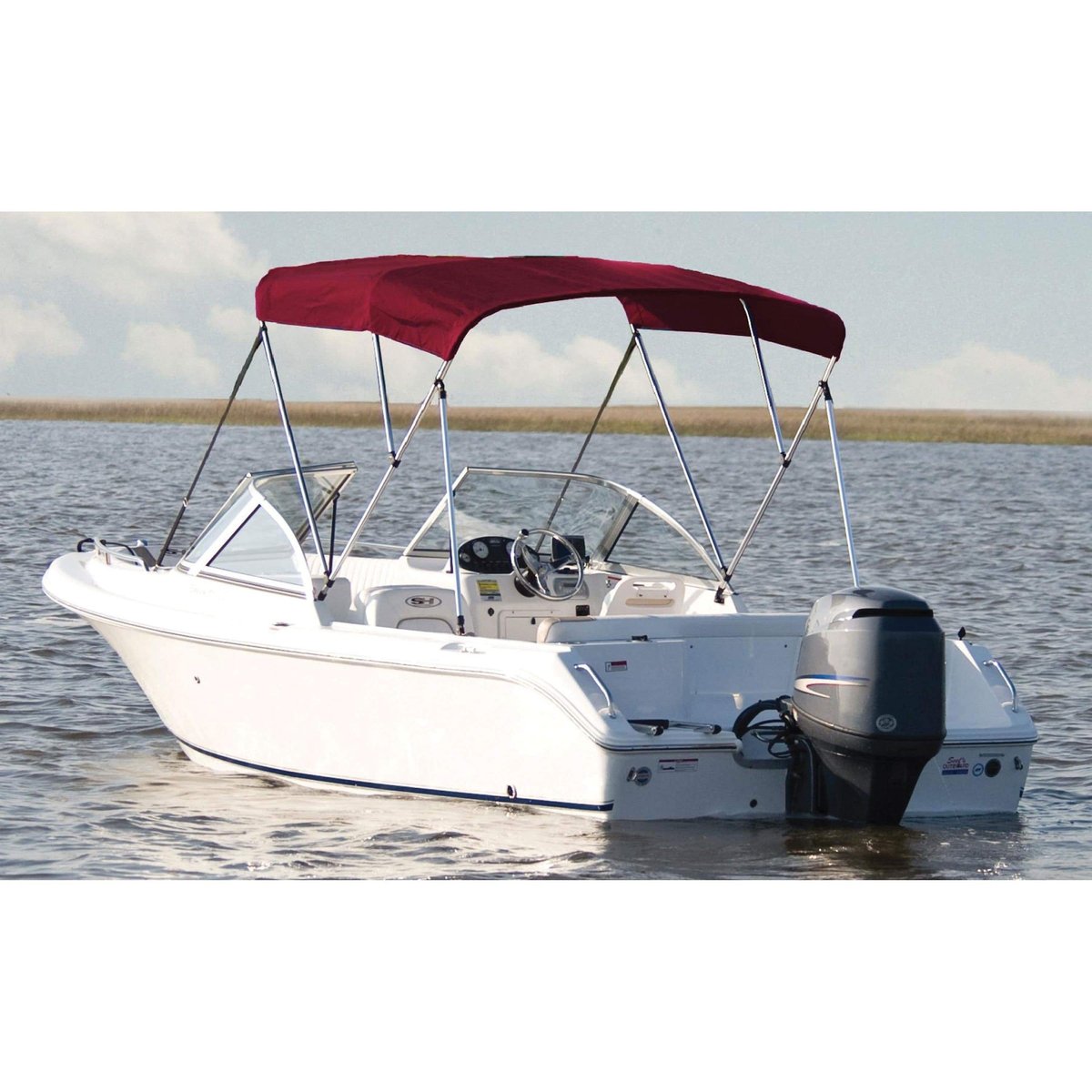 Carver 3-Bow Round Tube Bimini Top Burgundy 67" 72" W #A5469TB-8