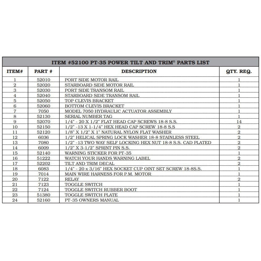 Cook Manufacturing Oversized - Not Qualified for Free Shipping Cook Manufacturing PT-35 Power Tilt/Trim #52100