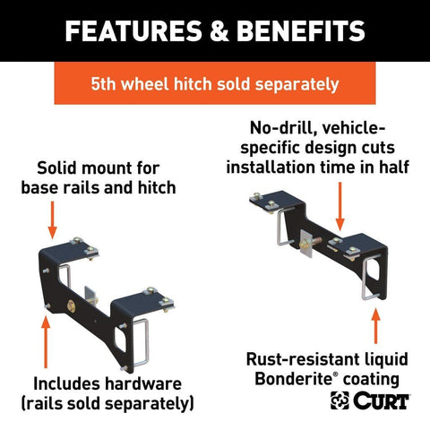 CURT Oversized - Not Qualified for Free Shipping CURT 5th Wheel Install Brackets Select Silverado/Sierra 1500 6.5' Bed #16415