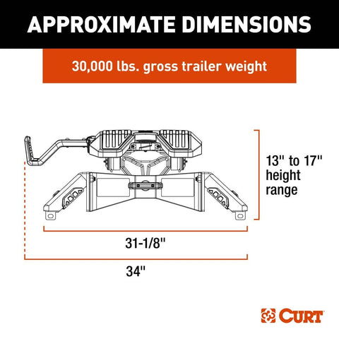 CURT Truck Freight - Not Qualified for Free Shipping CURT PowerRide 30K 5th Wheel Hitch #16320