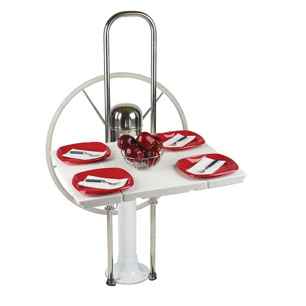 Edson Marine Not Qualified for Free Shipping Edson White Poly Fold Down Drop Leaf Table #737WH-95-28