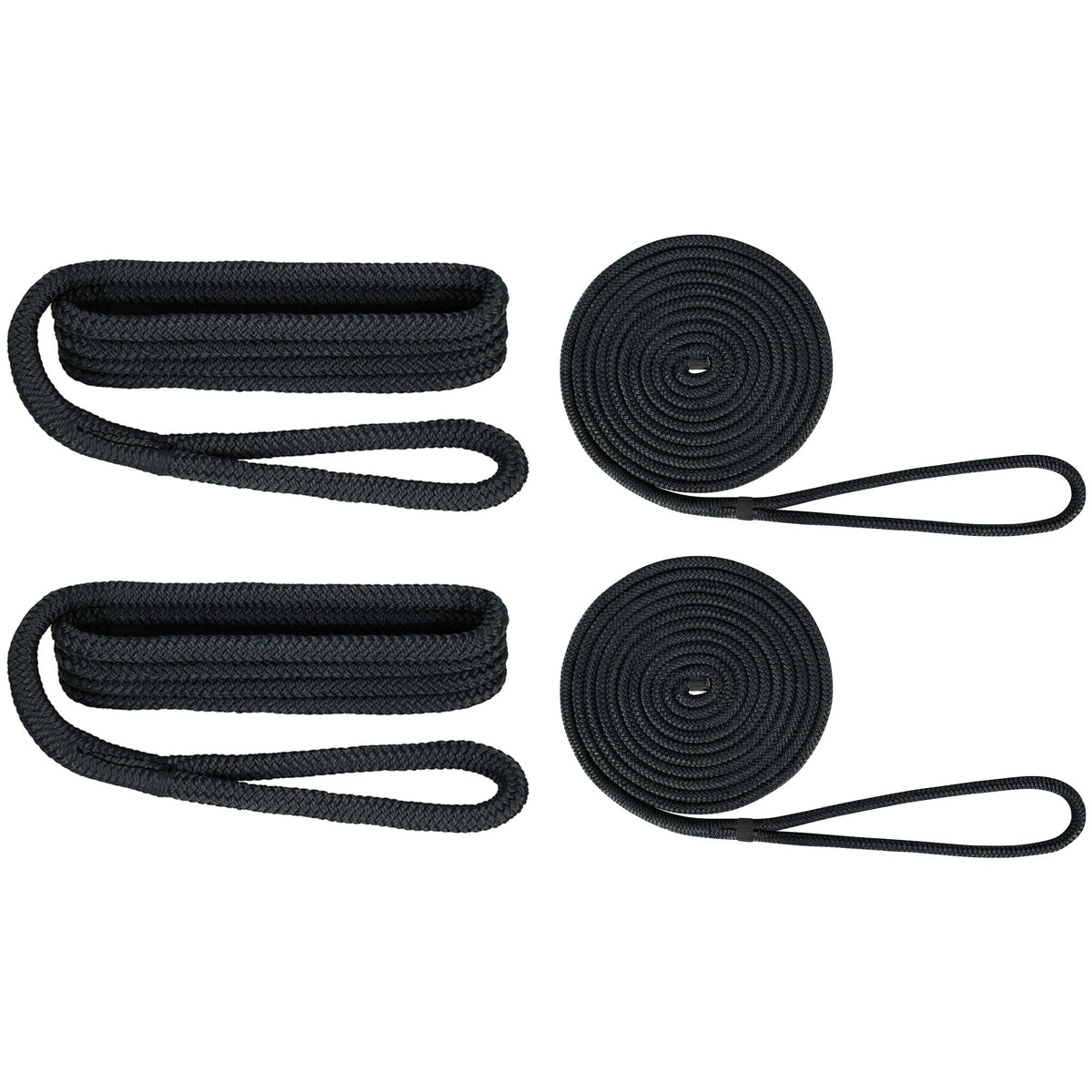 Extreme Max 3006.2693 BoatTector Premium Double Braid Nylon Dockside Rope Value Pack - 1/2", Black