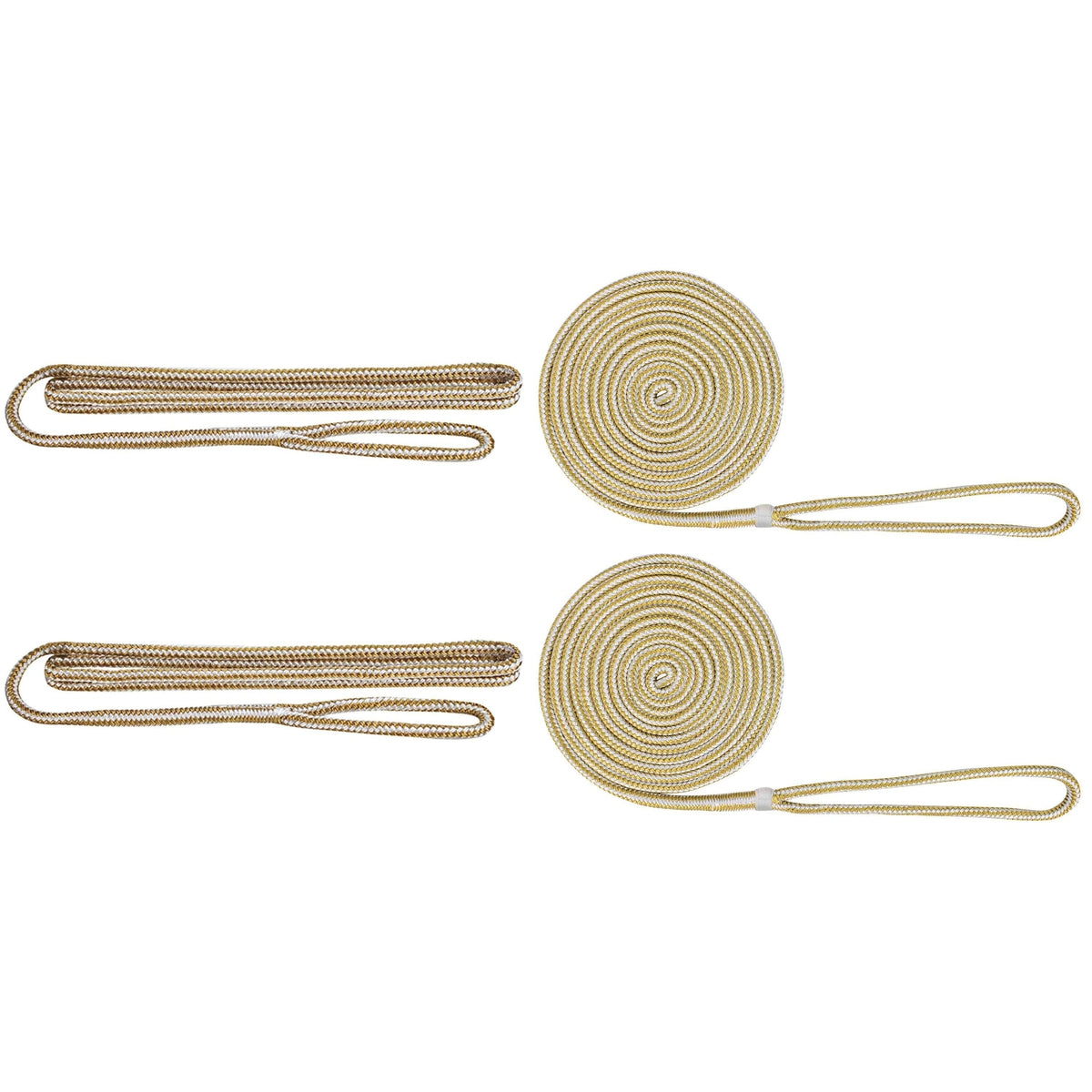 Extreme Max 3006.2684 BoatTector Premium Double Braid Nylon Dockside Rope Value Pack - 3/8", White & Gold