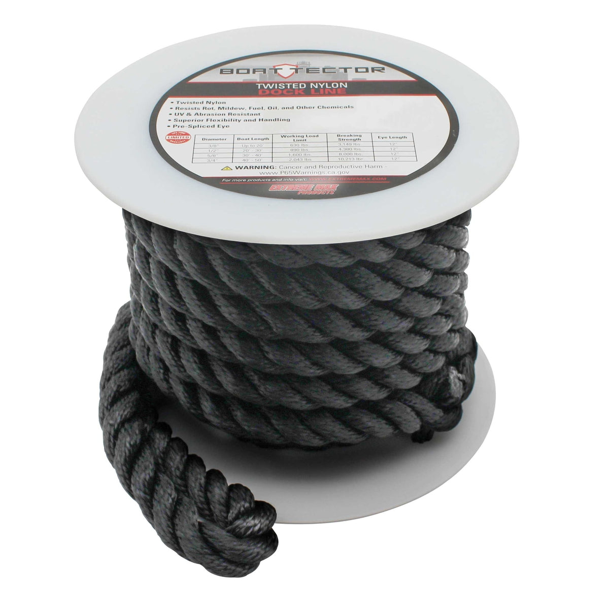 Extreme Max 3006.2869 BoatTector Twisted Nylon Dock Line - 3/4" x 30