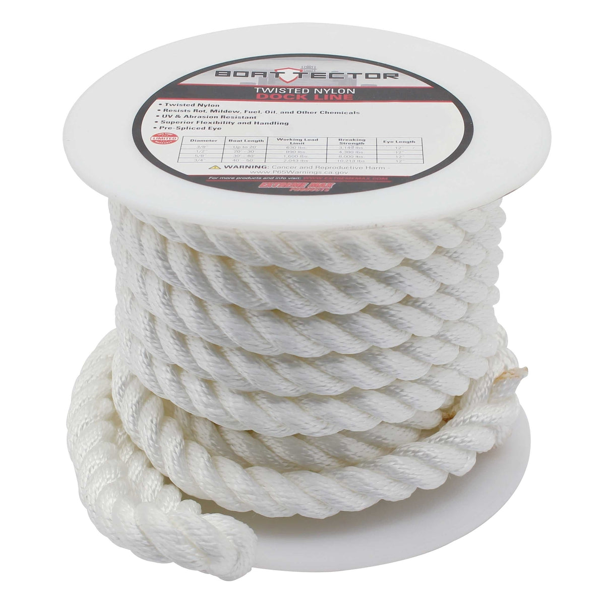 Extreme Max 3006.2843 BoatTector Twisted Nylon Dock Line - 3/4" x 50