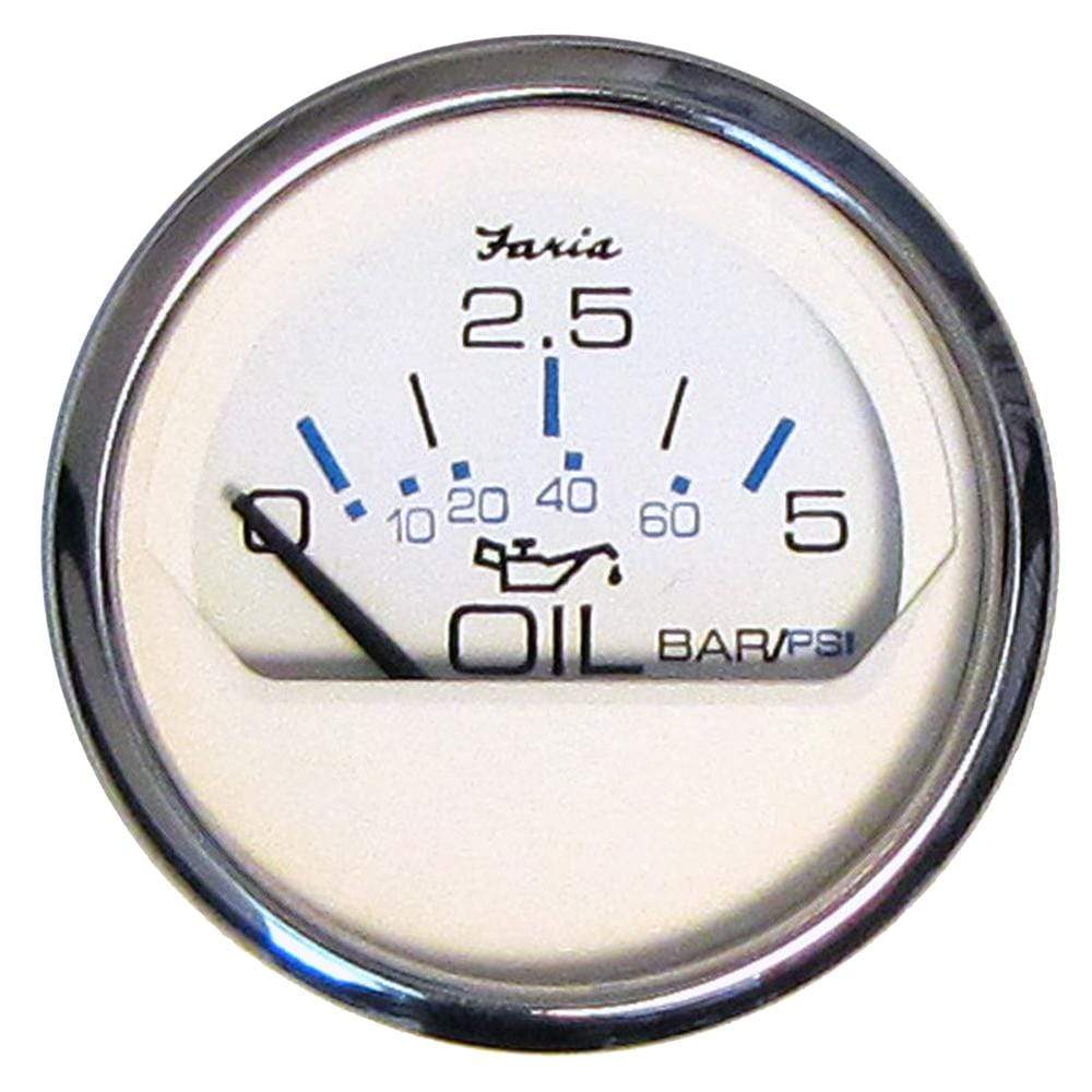 Faria Qualifies for Free Shipping Faria 2" Oil Pressure Gauge 5 Bar Metric Chesapeake White #GP9782