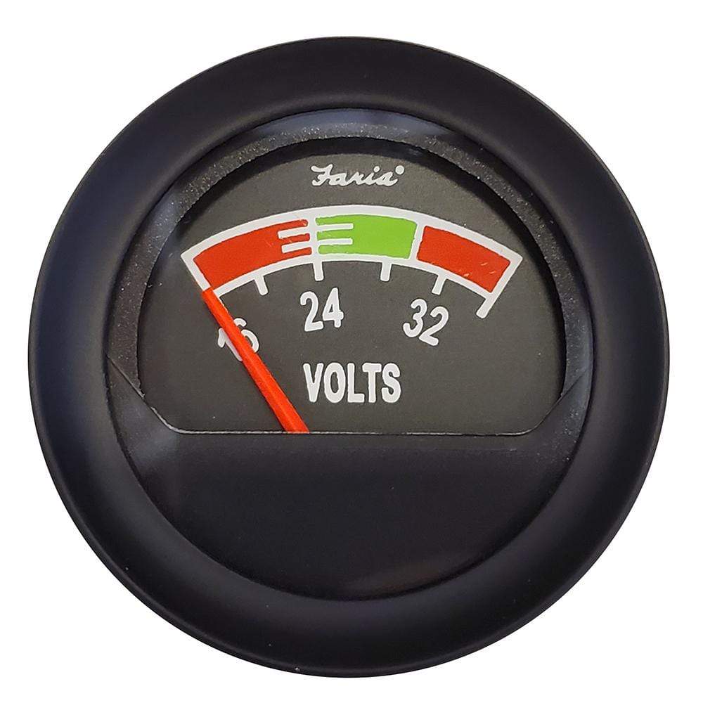 Faria Qualifies for Free Shipping Faria 2" Voltmeter 16-36v Black Bezel with Orange Pointer #VP0142