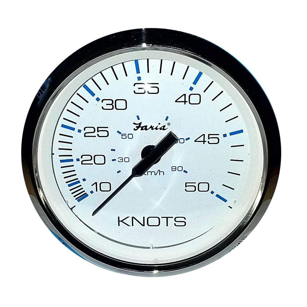 Faria Qualifies for Free Shipping Faria 4" Speedometer 50 Knot Chesapeake White SS Bezel #F33822