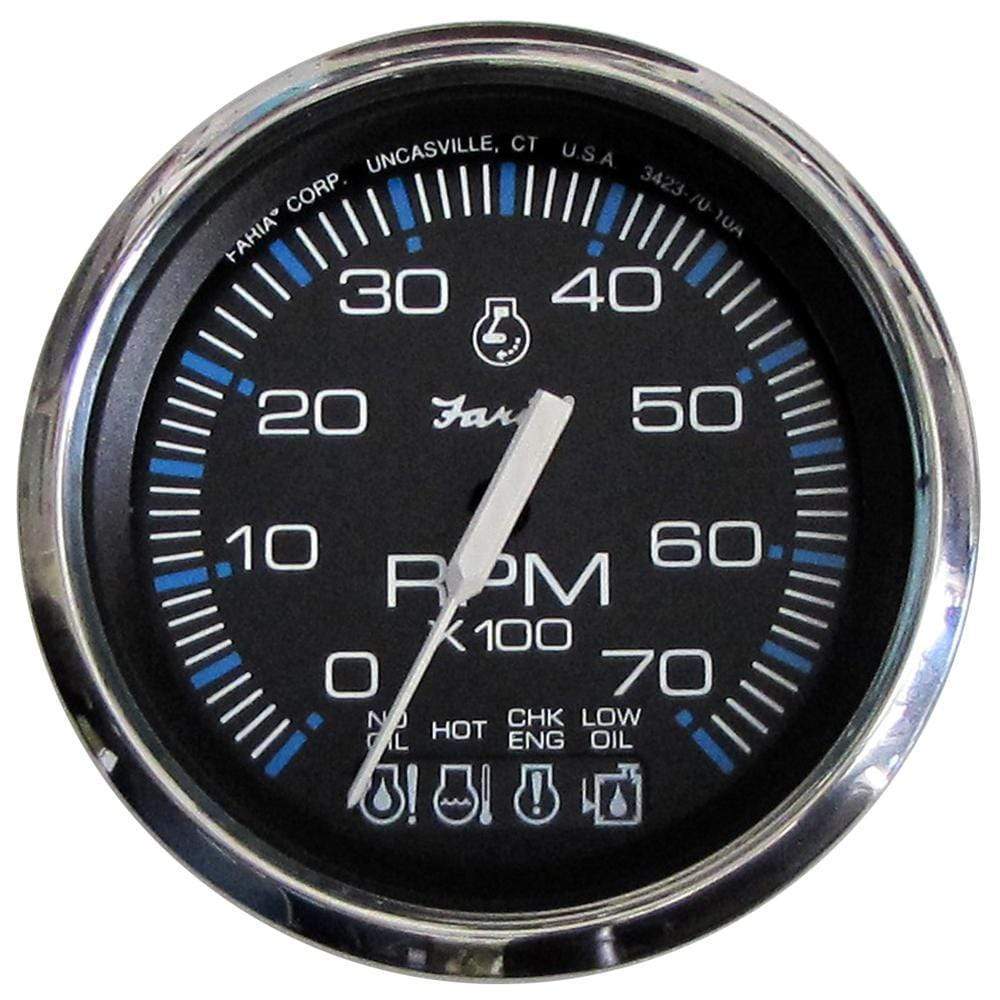 Faria Qualifies for Free Shipping Faria Chesapeake SS Black Tach 0-7000 RPM System Check Indicator #33750