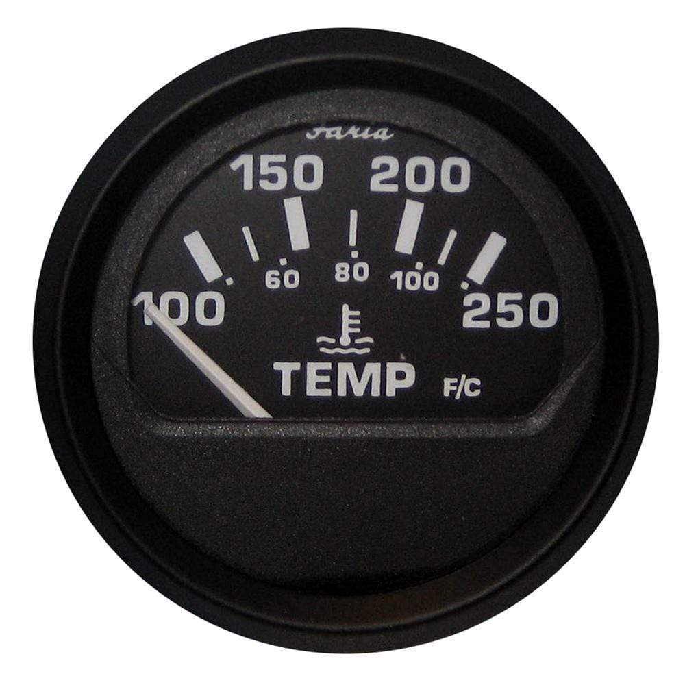 Faria Qualifies for Free Shipping Faria Euro Black 2" Water Temperature Gauge 100-250 F #12812