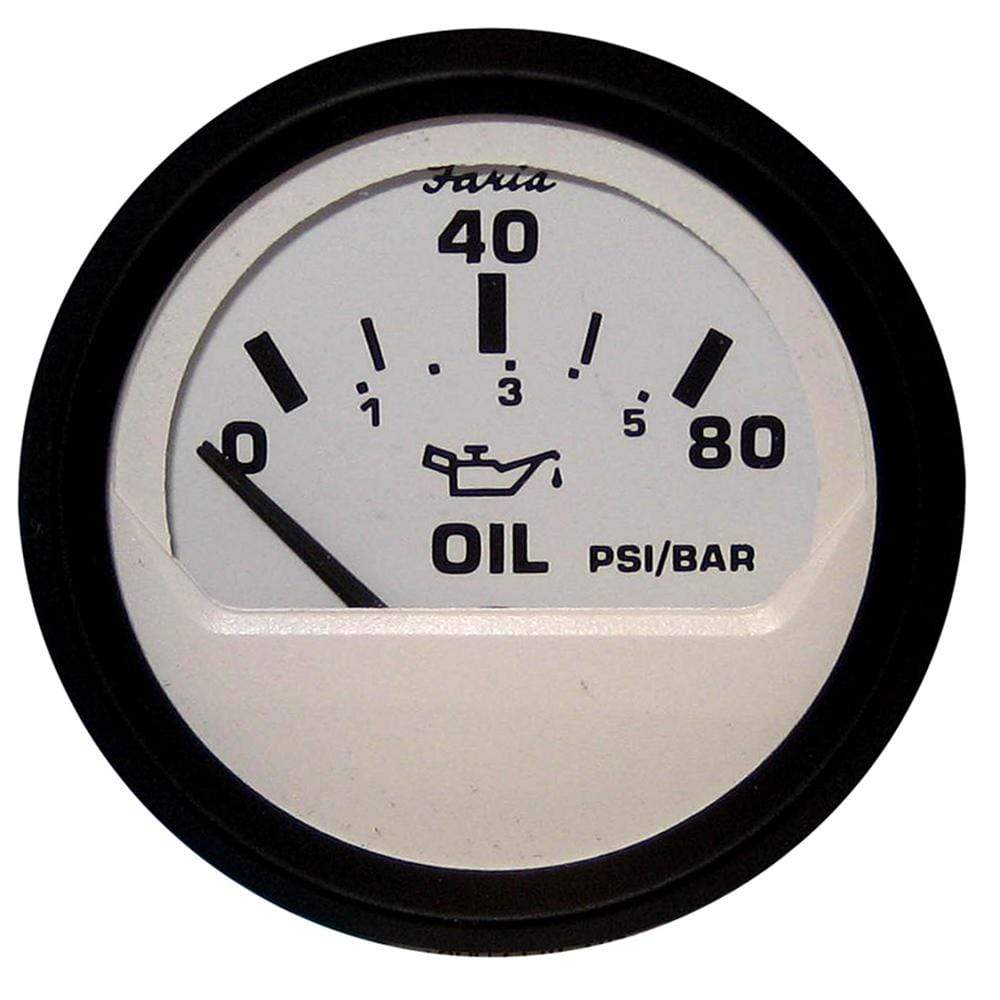 Faria Qualifies for Free Shipping Faria Euro White 2" Oil Pressure Gauge 80 PSI GP9596 #12902