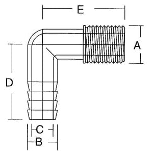 Forespar Qualifies for Free Shipping Forespar 1/2" x 5/8" Male Elbow HECM 8 #901000