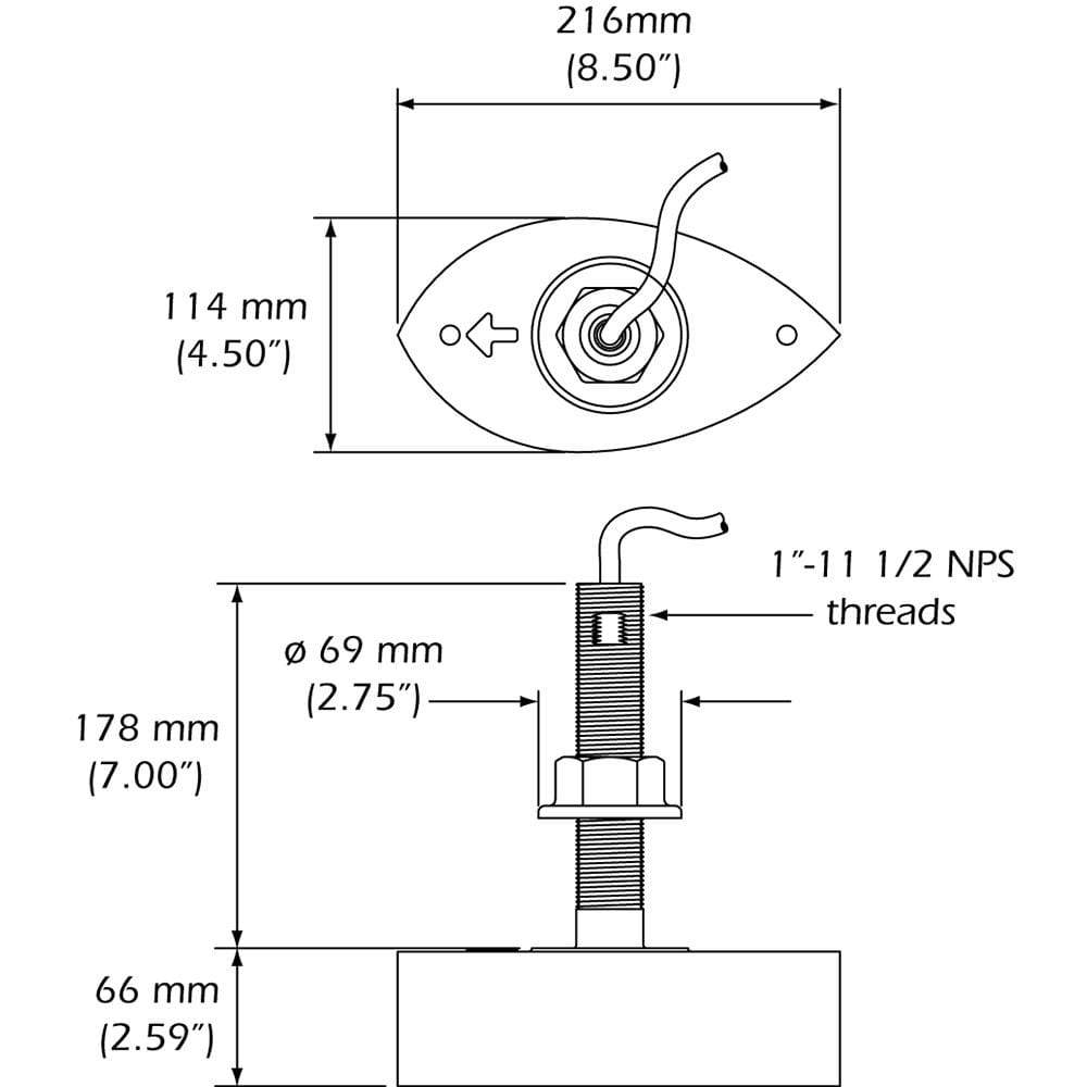 Furuno SS 1kW Transducer with Temp and Block #556TID-HDD
