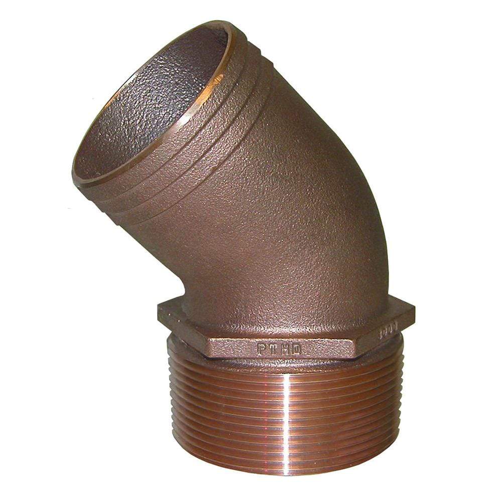 GROCO Qualifies for Free Shipping GROCO 1-1/2" NPT-45 x 1-1/2" Hose Barb Standard Flow Elbow #PTHD-1500