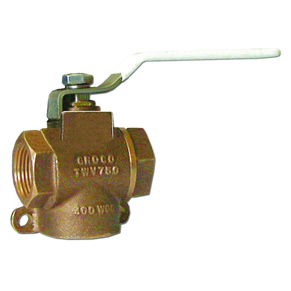 GROCO Qualifies for Free Shipping GROCO 3-Way Valve 3/4" NPT Ports #TWV-750