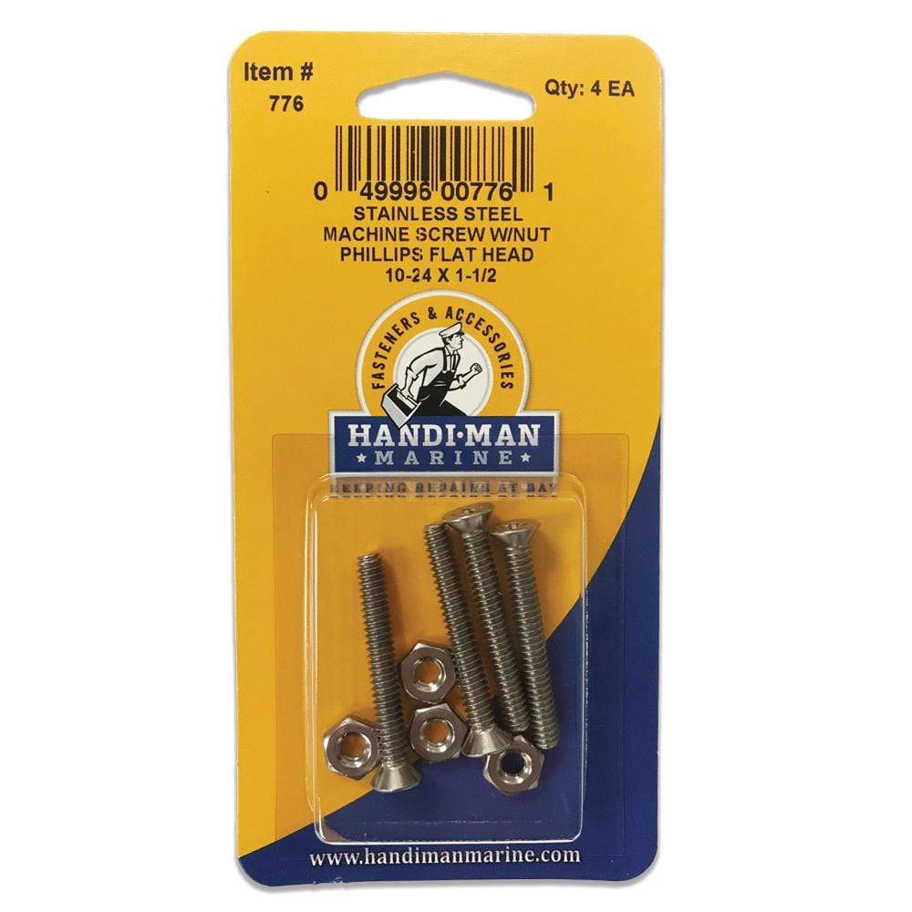 Handi-Man Marine Qualifies for Free Shipping Handi-Man Marine Flat Head Metal Screw Phillips 10-24 x 1-1/2" #776