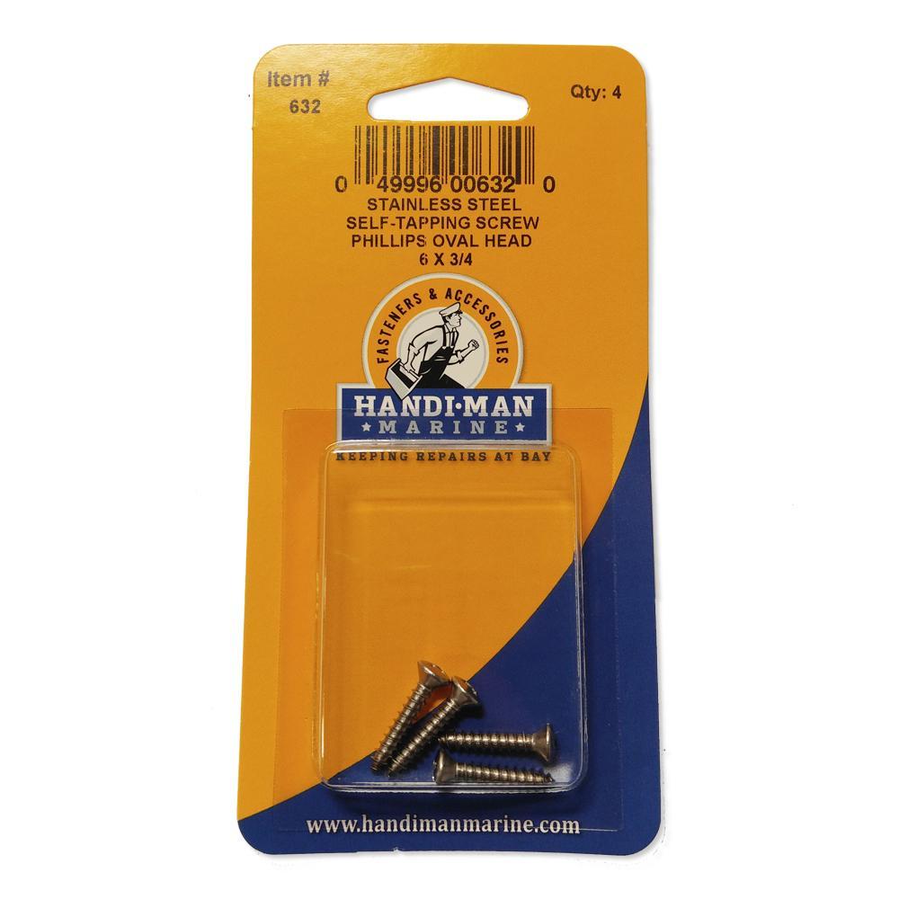 Handi-Man Marine Qualifies for Free Shipping Handi-Man Marine Oval Head Metal Screw Phillips 6 x 3/4" #632