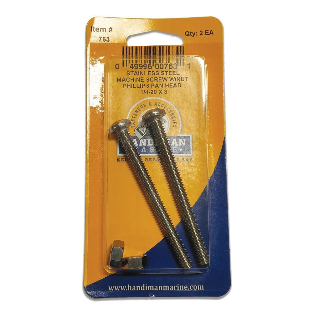 Handi-Man Marine Qualifies for Free Shipping Handi-Man Marine Pan Head Metal Screw Phillips 1/4-20x3 with Nut #763