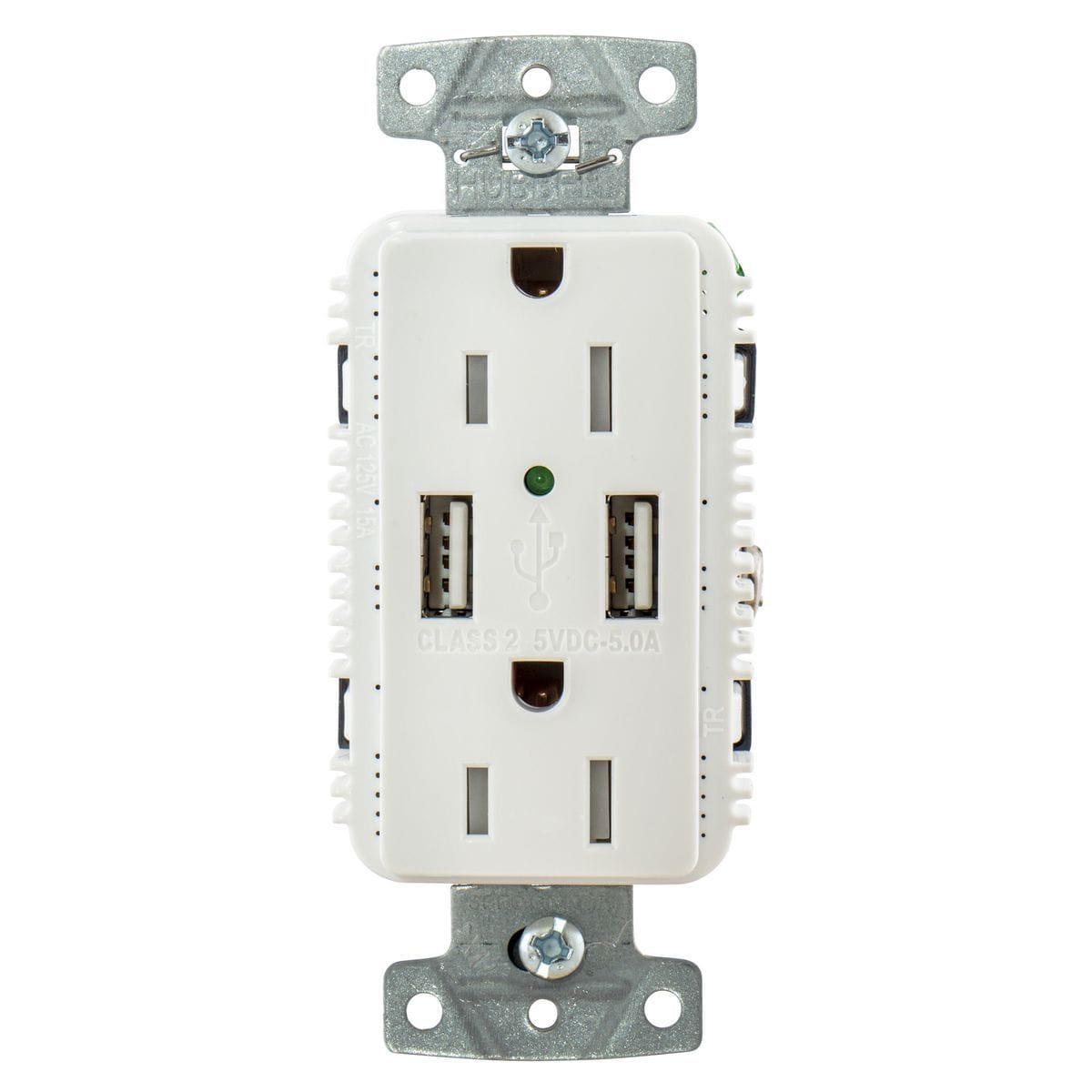 Hubbell Qualifies for Free Shipping Hubbell White Outlet Dual 15a 125v 2-Pole Dual 5a 5v USB Ports #USB15A5W