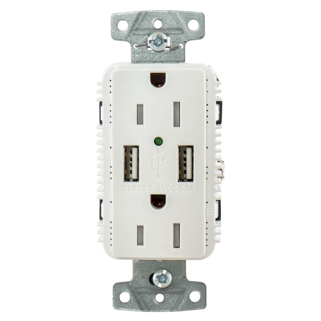 Hubbell Qualifies for Free Shipping Hubbell White Outlet Dual 15a 125v 2-Pole Dual 5a 5v USB Ports #USB15A5W