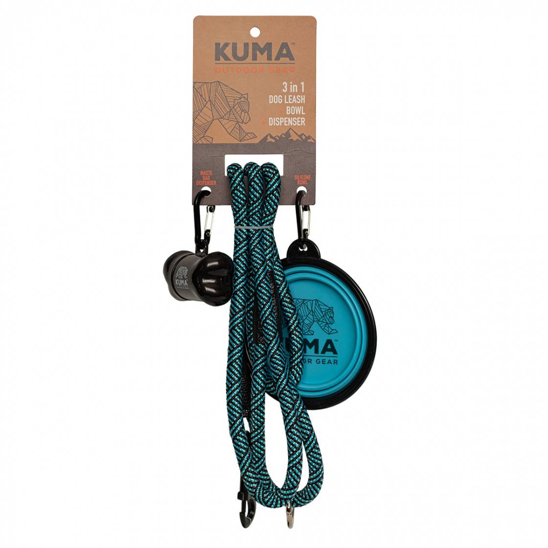 Kuma Outdoor Gear Qualifies for Free Shipping Kuma Outdoor Gear 3-In-1 Dog Leash Aqua/Black #KM-31DL-AB