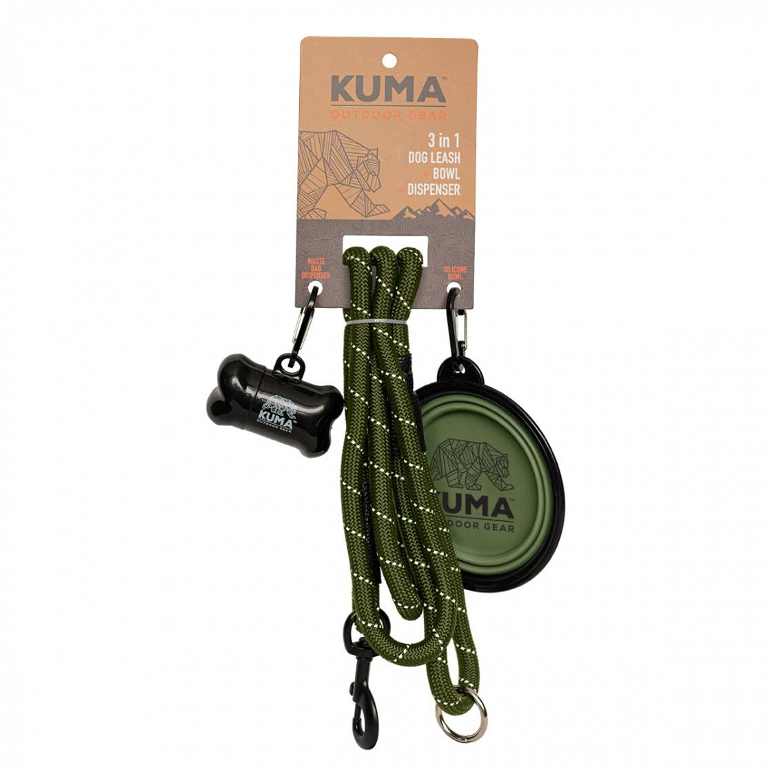 Kuma Outdoor Gear Qualifies for Free Shipping Kuma Outdoor Gear 3-In-1 Dog Leash Green #KM-31DL-GRN