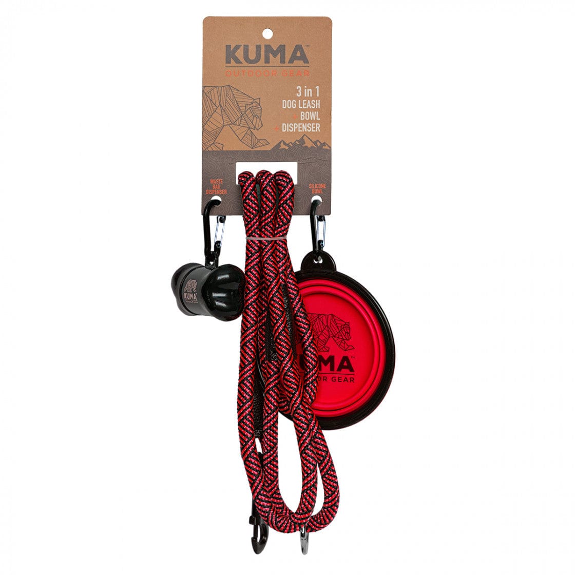 Kuma Outdoor Gear Qualifies for Free Shipping Kuma Outdoor Gear 3-In-1 Dog Leash Red/Black #KM-31DL-RB