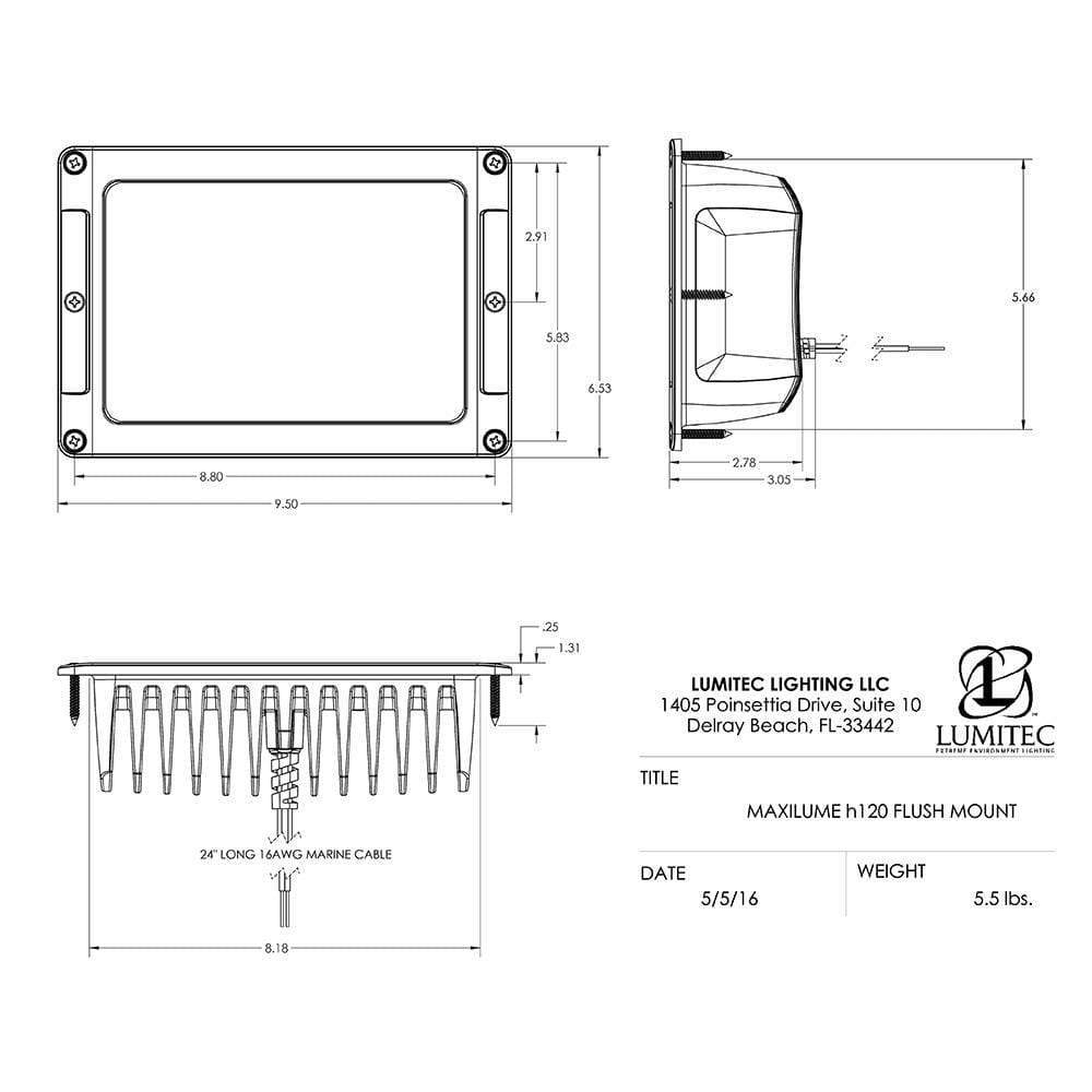 Lumitec Qualifies for Free Shipping Lumitec Maxillume H120 LED Flood Light Flush-Mount #101348