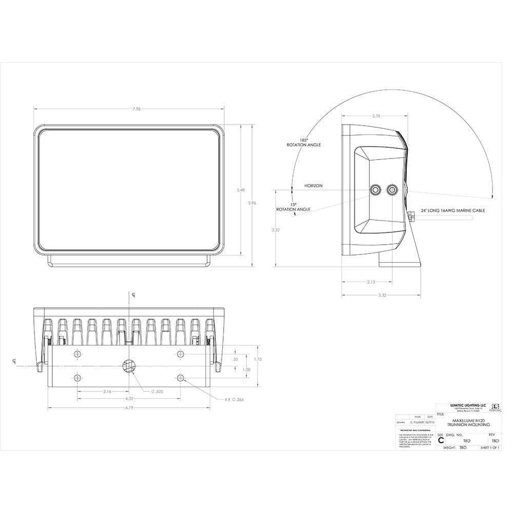 Lumitec Qualifies for Free Shipping Lumitec Maxillume H120 LED Flood Light Trunnion Mount #101346