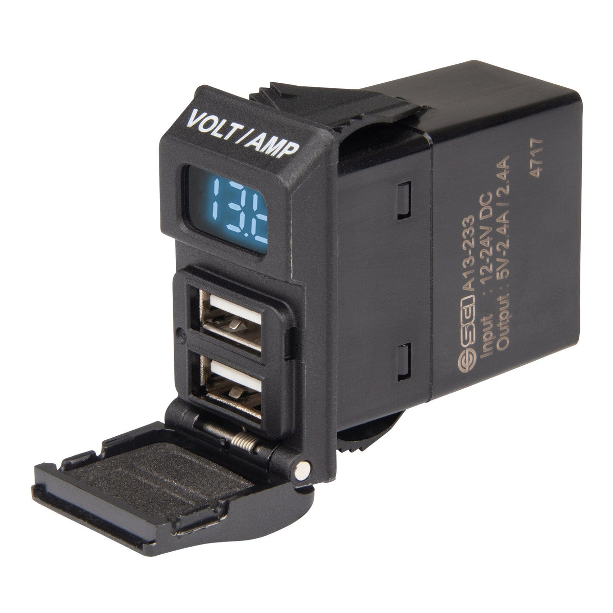 Marinco Recreational Group Qualifies for Free Shipping Marinco 12/24V 4.8a Contura Dual USB Charger with Volt/Amp Meter #12VCDUSB48A-B