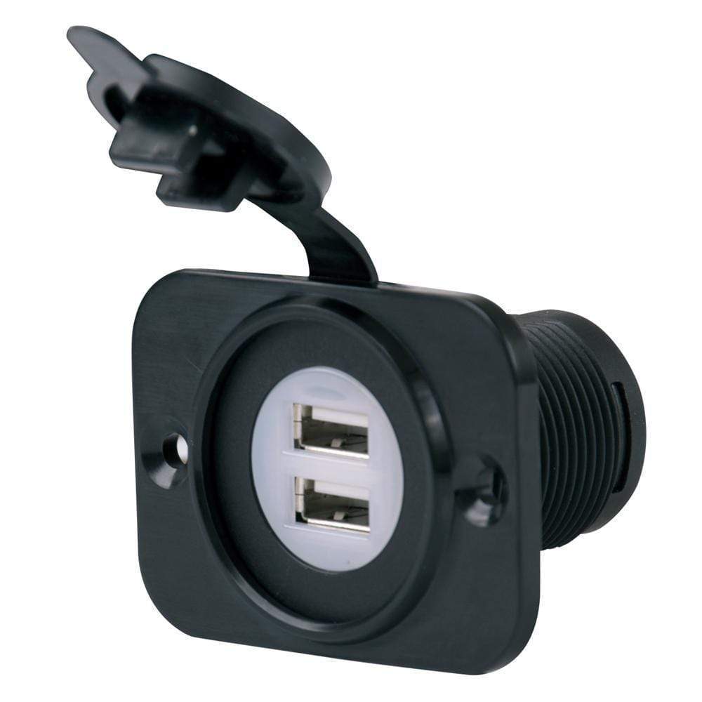 Marinco 12-24v Dual USB Receptacle w/Plate #12VDUSB