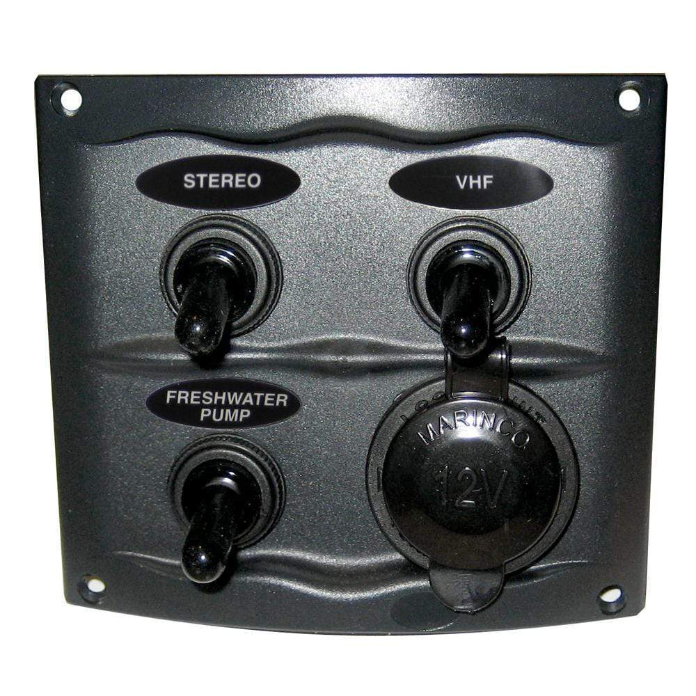 Marinco Recreational Group Qualifies for Free Shipping Marinco Waterproof Switch Panel 3-Switch W/ 12v Grey #900-3WPS