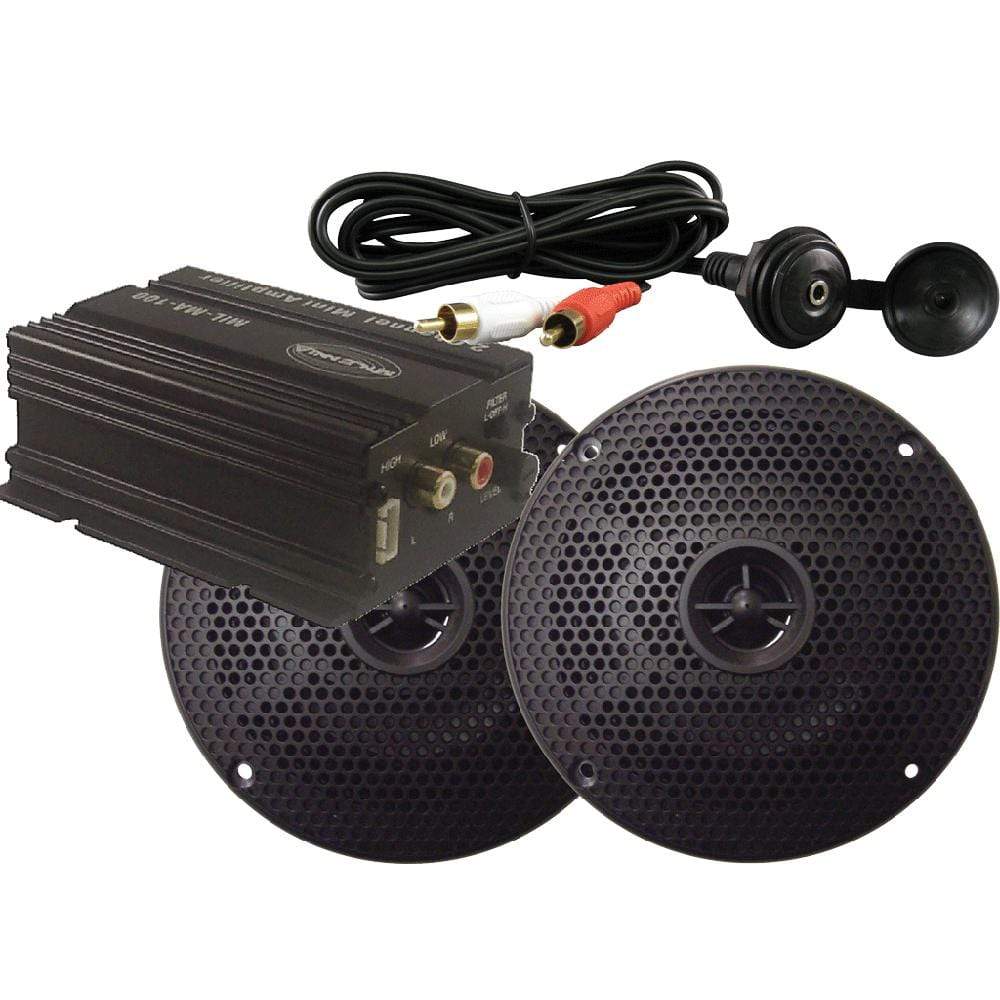 Milennia Qualifies for Free Shipping Milennia MA100PKG with Amp Black Speakers and Mini Plug #MILMA100PKG