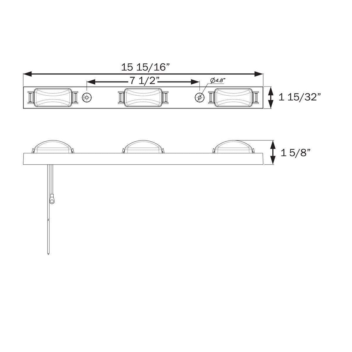 Optronics LED Sealed Identification Light Bar 3-pc #MCL93RK
