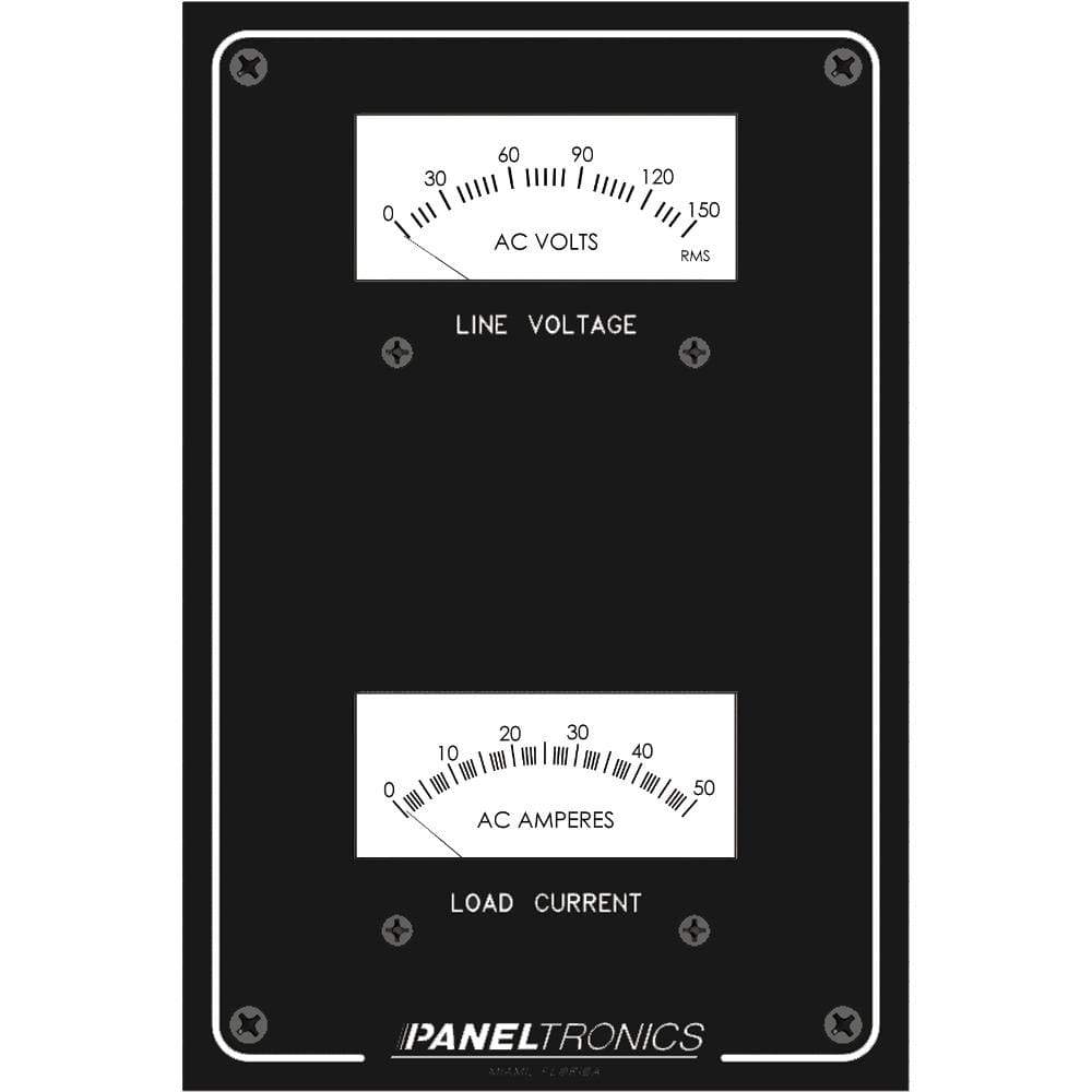 Paneltronics Qualifies for Free Shipping Paneltronics AC Meter Panel 0-150v AC Voltmeter and 0-50a #9982304B