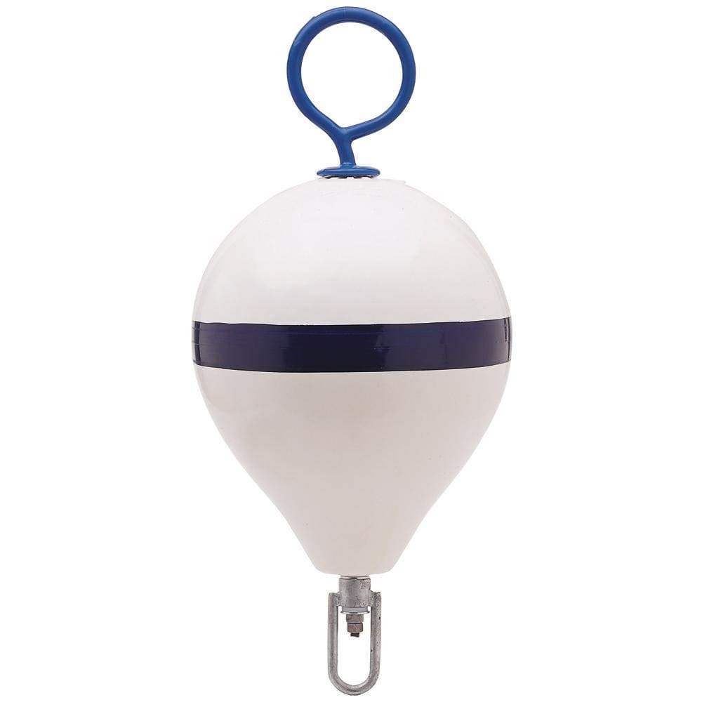 Polyform U.S. Qualifies for Free Shipping Polyform Mooring Buoy with Iron 13.5" D White Blue Stripe #CM-2 WH-STR