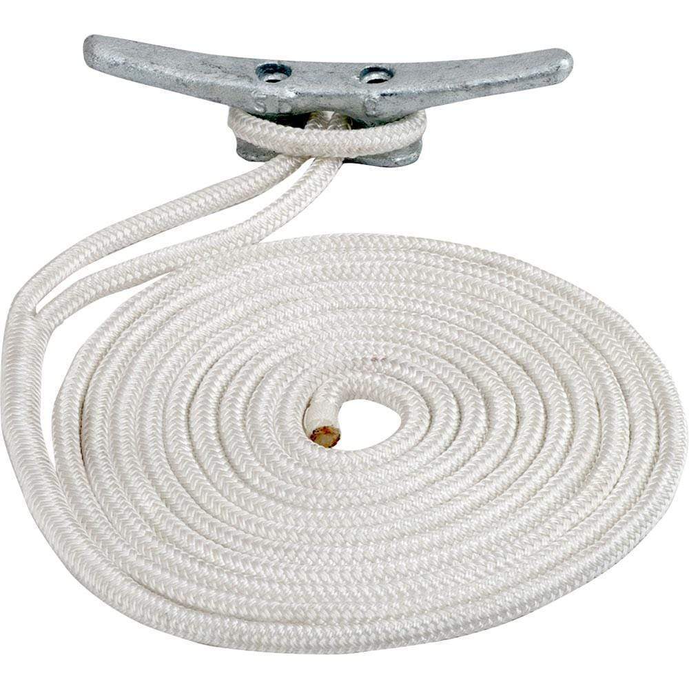 Sea-Dog Double Braided Nylon Dock Line 5/8" x 35' White #302116035WH-1