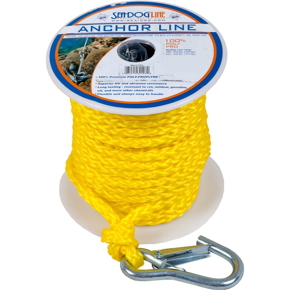 Sea-Dog Qualifies for Free Shipping Sea-Dog Poly Pro Anchor Line W/Snap 3/8" x 75' #304210075YW-1