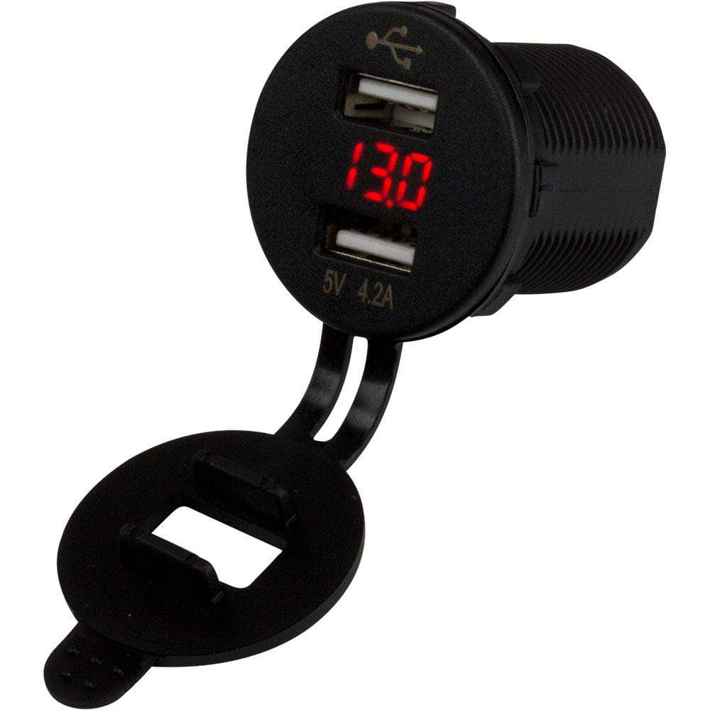 Sea-Dog Qualifies for Free Shipping Sea-Dog Round Dual USB Sockets with Hidden Voltmeter #426517-1
