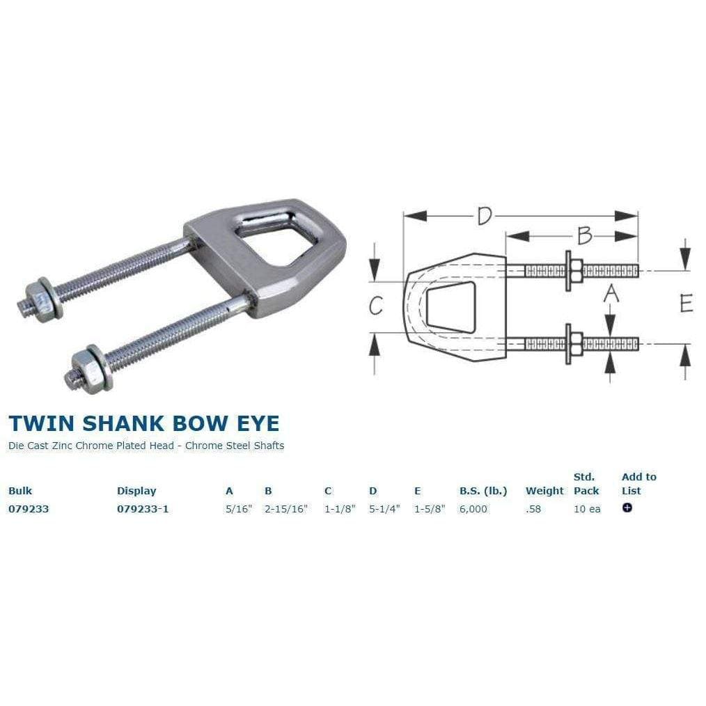 Sea-Dog Qualifies for Free Shipping Sea-Dog Twin Shank Bow Eye 5/16" x 3" #079233-1