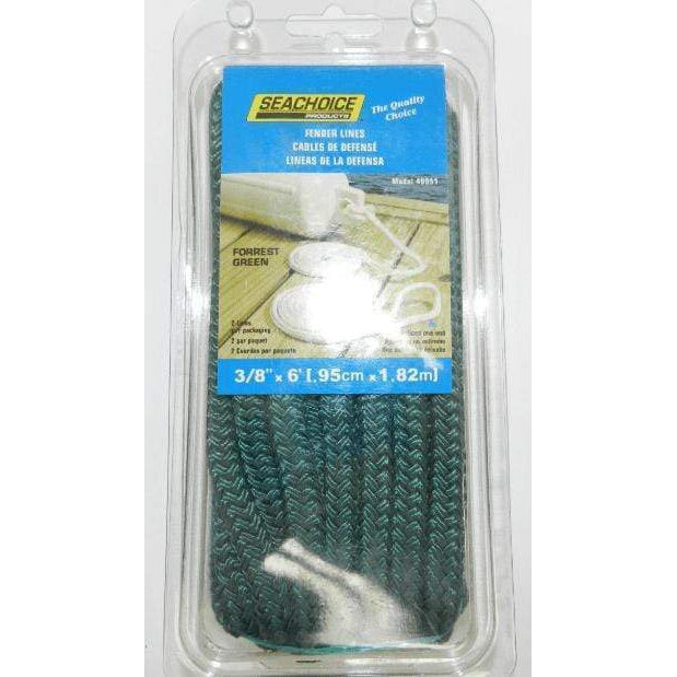 Seachoice Qualifies for Free Shipping Seachoice Fender Line Forest Green Braided 3/8" x 6' 2-pk #40951