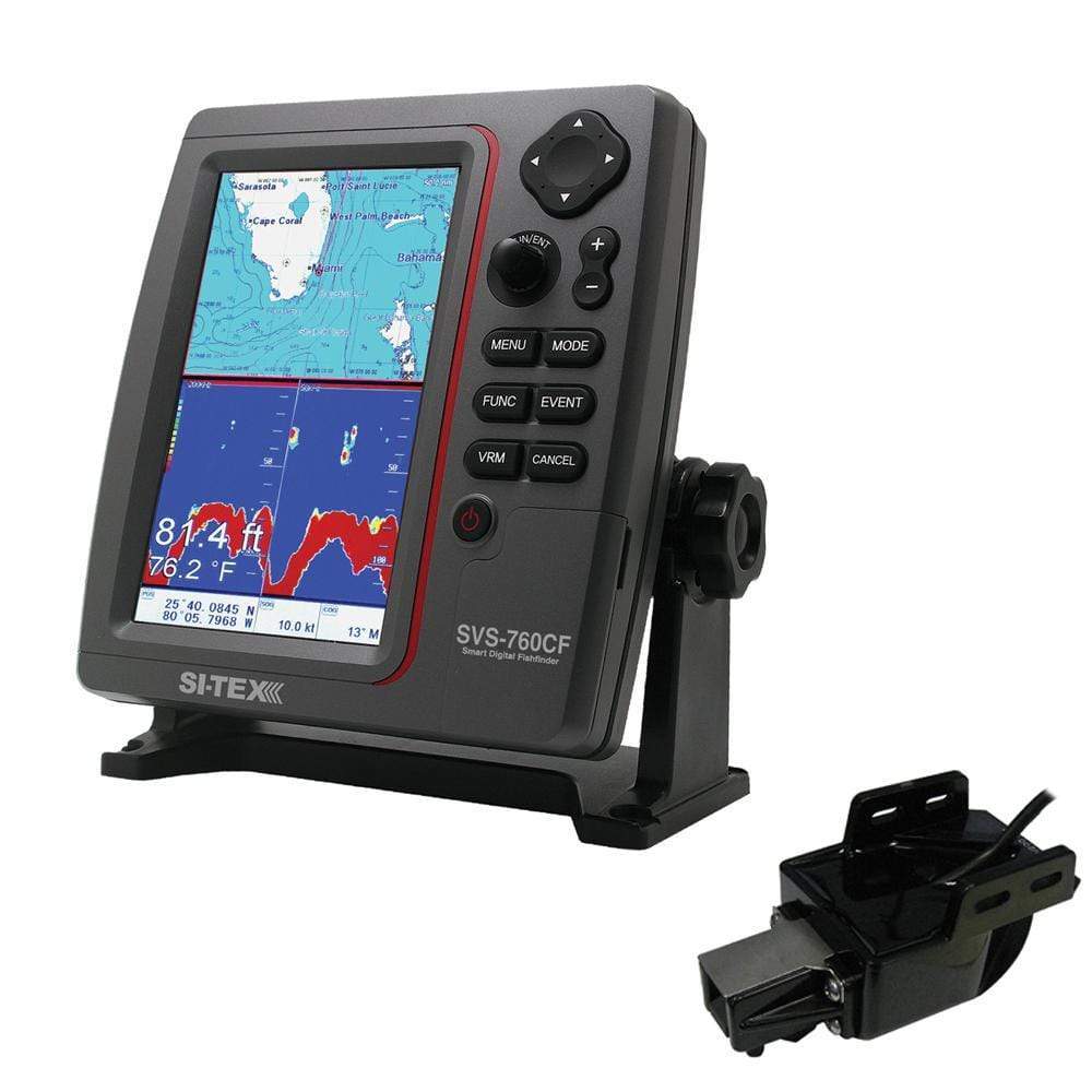 SI-TEX Qualifies for Free Shipping SI-TEX SVS-760CF Chartplotter & Fish Finder Kit w/Transom #SVS-760CFTM